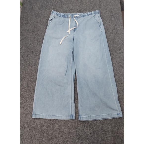 American Eagle Outfitters Pants - American Eagle Jeans Womens XL Blue Low Rise Ultra Wide Leg Drawstring Pull On